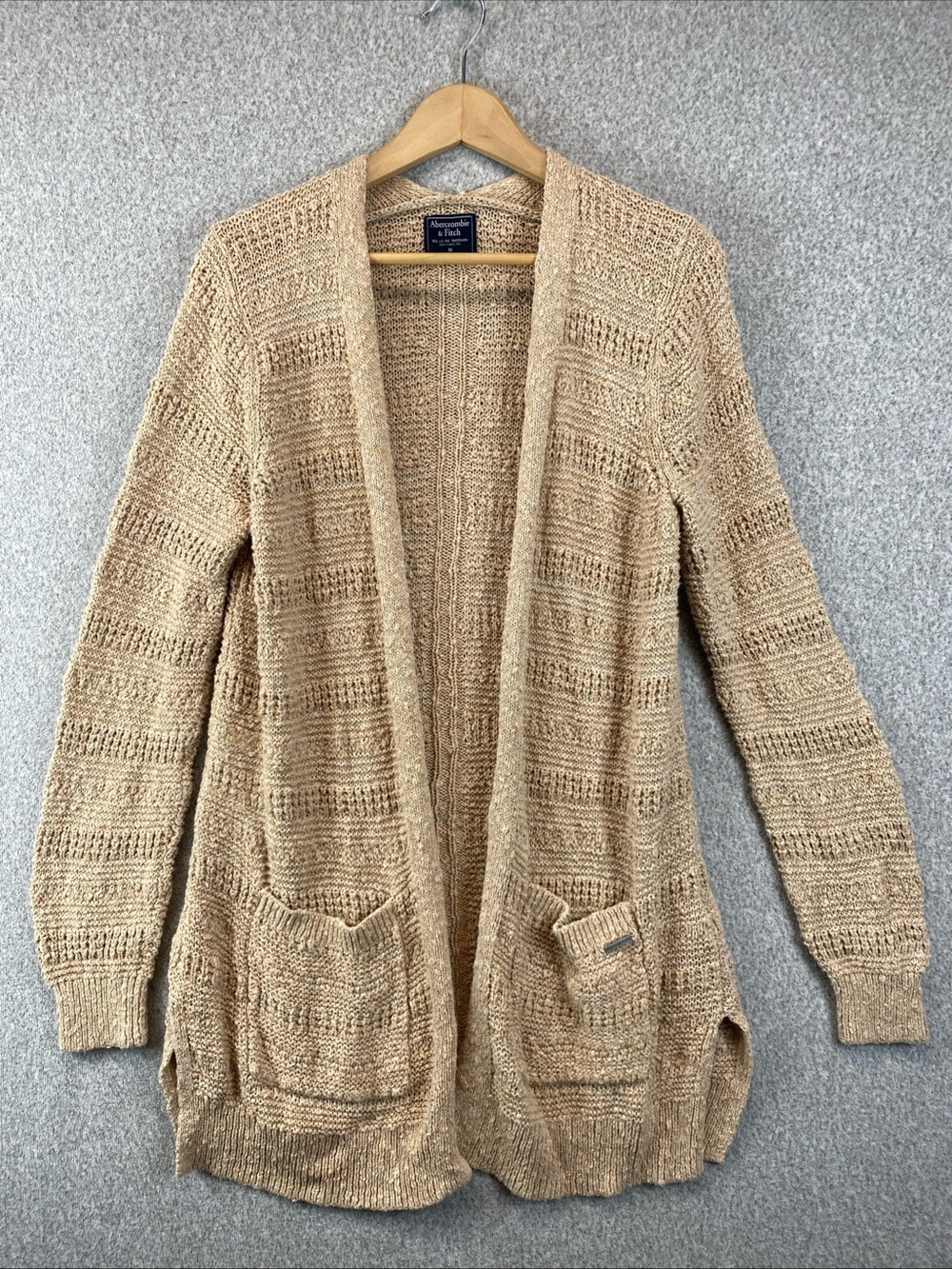 Abercrombie & Fitch Long Line Knit Bumpy Knit Cardigan Women M Retro 2010 Grunge